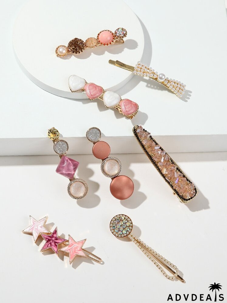 8pcs Star & Heart Decor Hair Clip