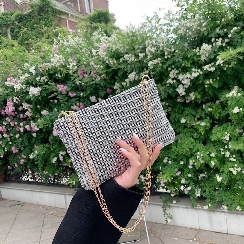 Black Pink Gold Pu Leather Solid Color Square Evening Bags