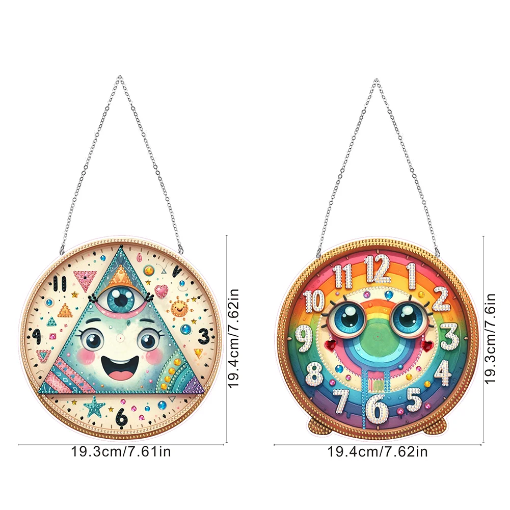 2Pcs DIY Diamond Painting Ornament with Clock Function Home Decor Art Craft