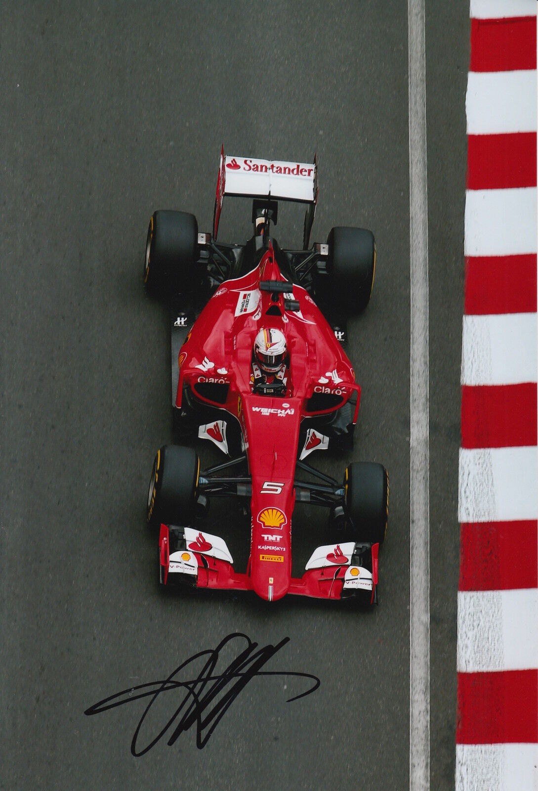 Sebastian Vettel Main Signé 12x8 Photo Poster painting F1 Scuderia Ferrari 3