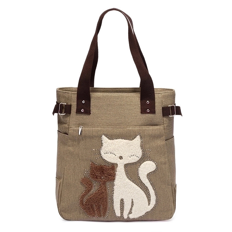 Women’s Cute Cat Canvas Shopping Bags