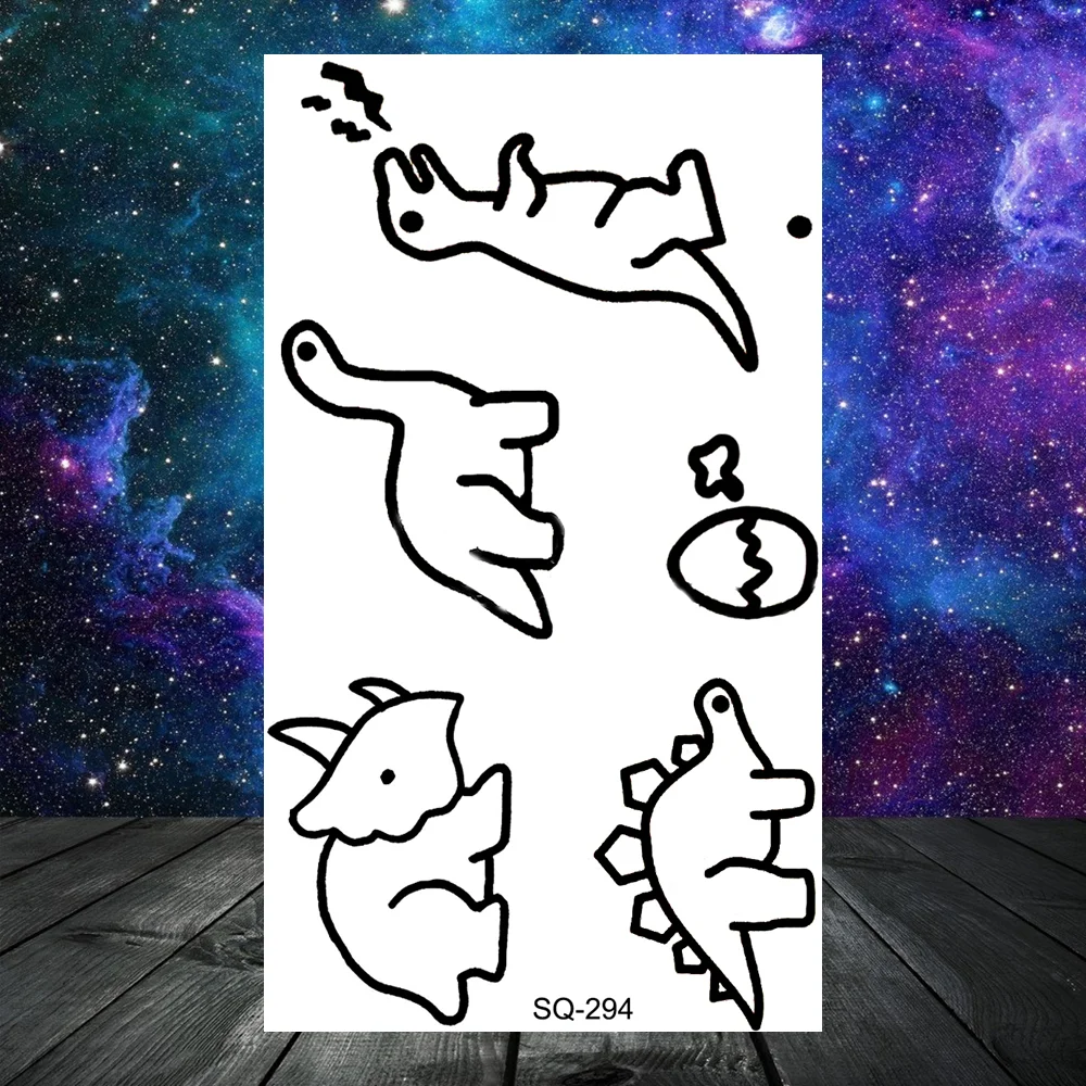 Sdrawing Seahorse Whale Temporary Tattoos For Women Men Cross Anchor Skeleton Thorns Elephant Fake Tattoo Fashion Tatoos Paper