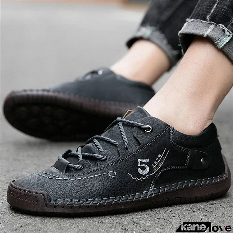 Men's Retro Microfiber Soft Rubber Sole Anti-slip Lace Up Shoes