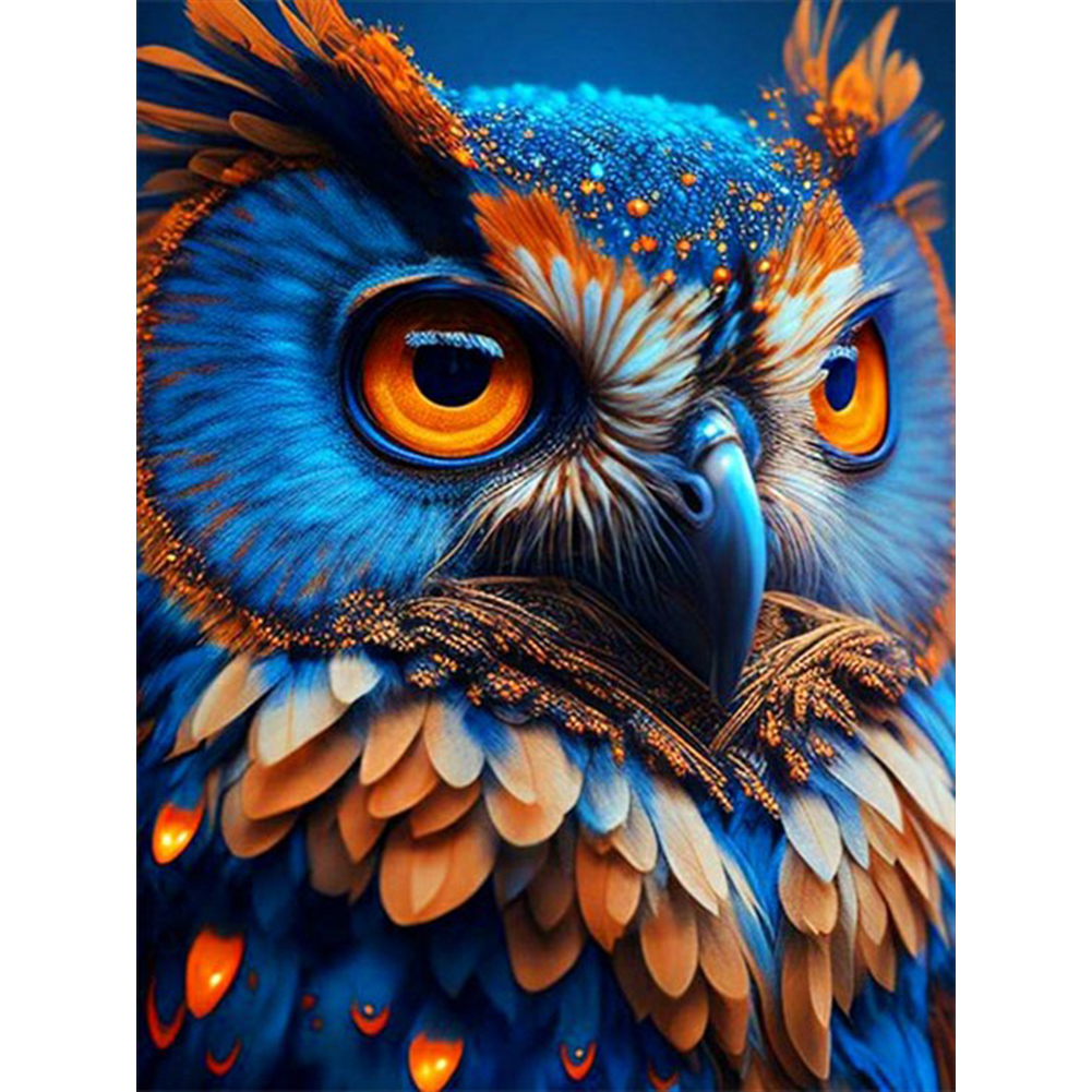 Blue Night Sky Owl 30*40CM(Canvas) Full Round Drill Diamond Painting gbfke