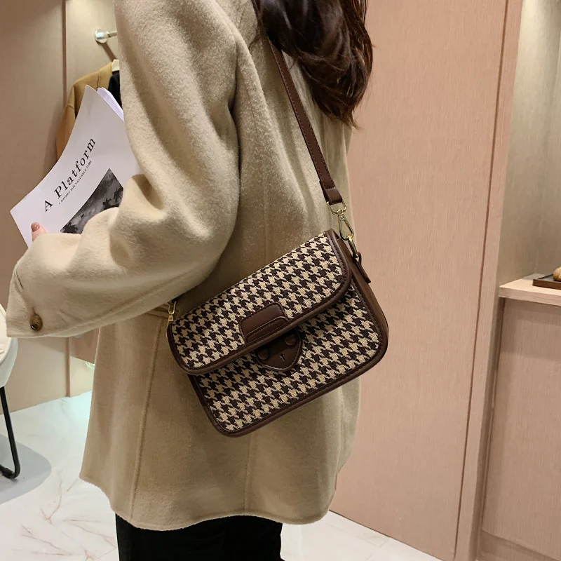 2023 New Women's Bag ins Small Leopard Plaid Crossbody Bag