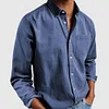 Gioiacombo&trade; Camicia in denim con risvolto a maniche lunghe vintage da uomo