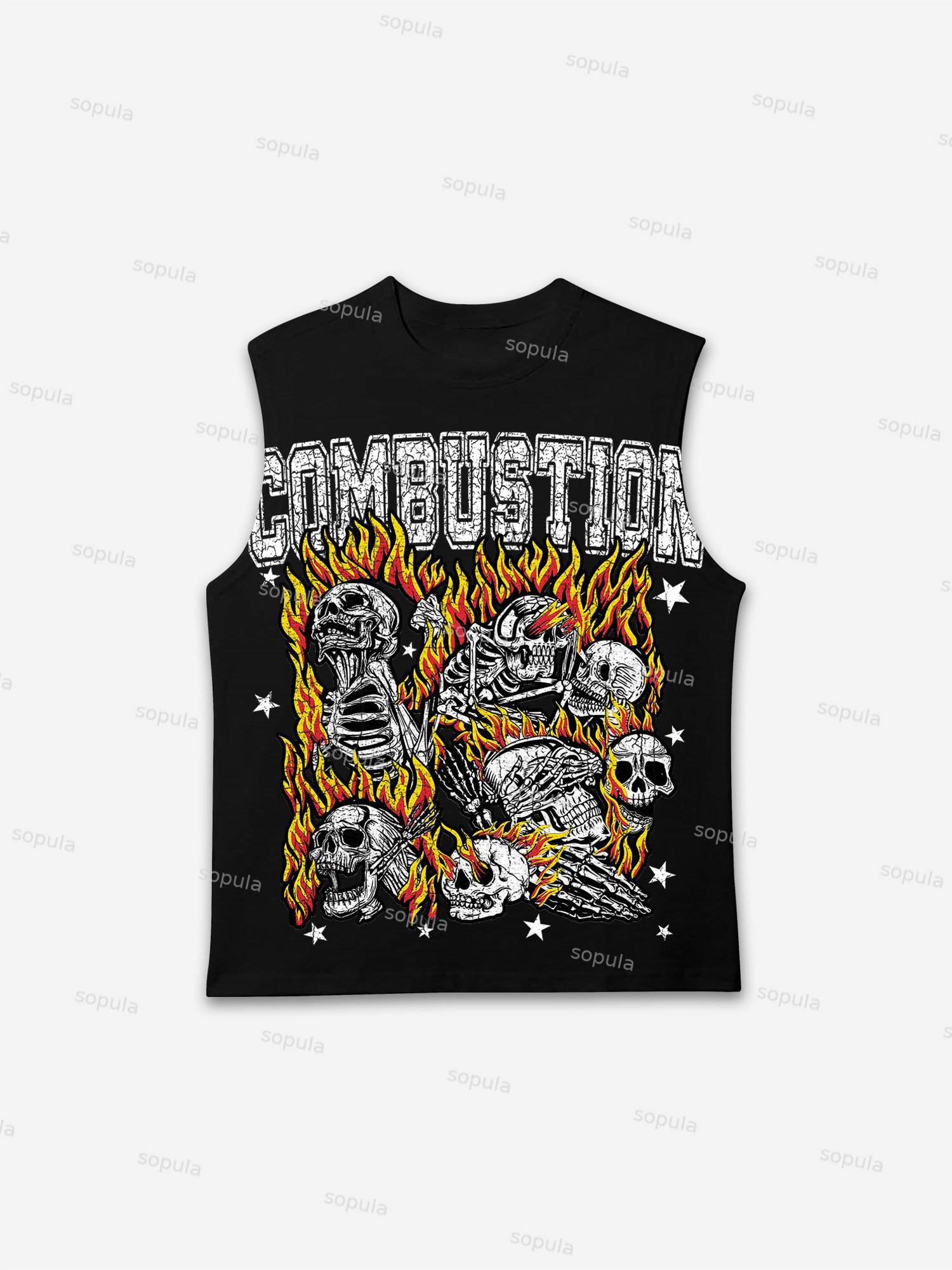 Combustion Skull Graphic Print Tank Top - SOPULA