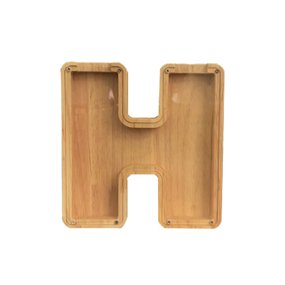 Purexcellent&trade; Wooden creative English letters transparent money jar
