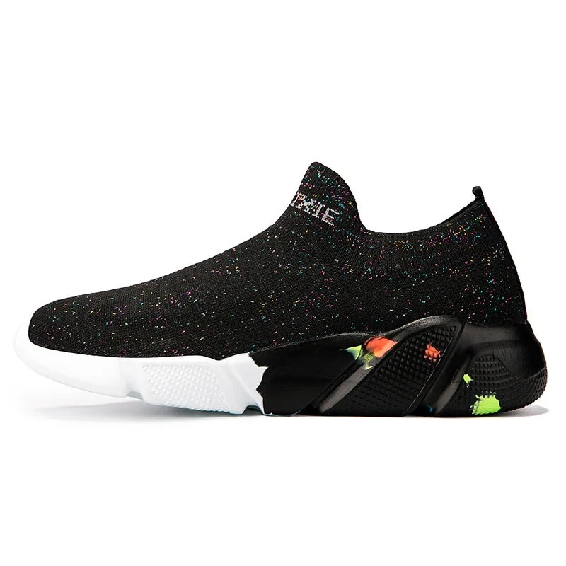 MWY Breathable Comfortable Couple Sock Shoes Casual Shoes Men Zapatillas Hombre Flying Knit Sneakers Men Loafers Flat Shoes Men