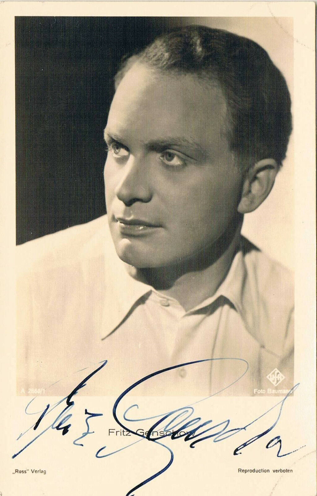 Fritz Genschow 1905-77 autograph signed postcard Photo Poster painting 3.5x5.5