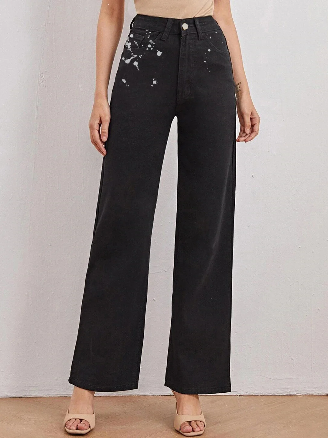 Women's Straight Denim Jeans Black Jeans