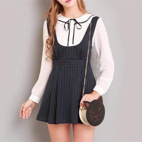 S/M/L Black Stripes Sleeveless Dress SP154285
