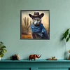 Diamond Painting-DIY Full Round Drill Cowboy Cat