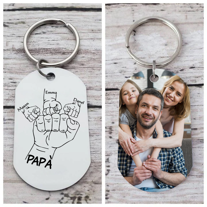 Papy - Portachiavi Per Papà Con Incisione Speciale - Regalo Per Compleanno, Natale O Festa Del Papà