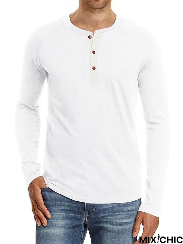 Men's Long Sleeve T-Shirt Solid Color Casual Top Basic Non-Printing Shirt Soft Touch Daily Wear
