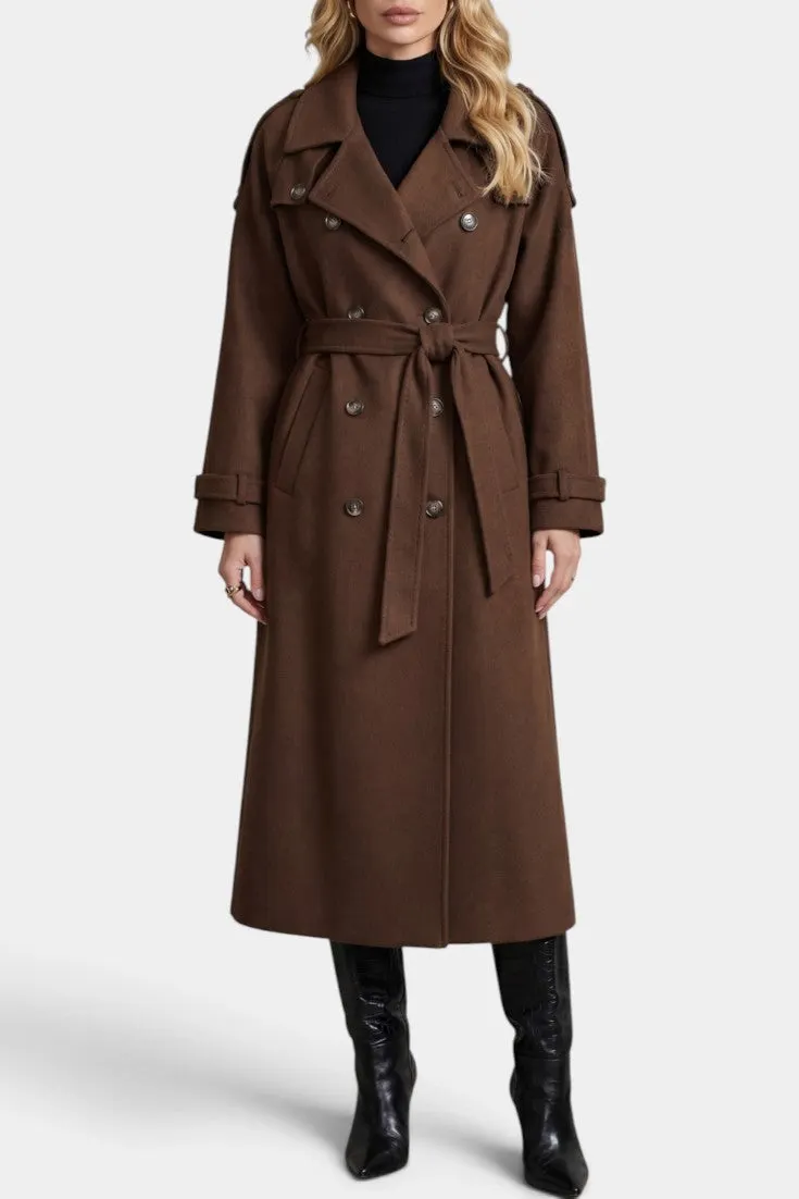 Classic Double-Breasted Belted Trench Coat
