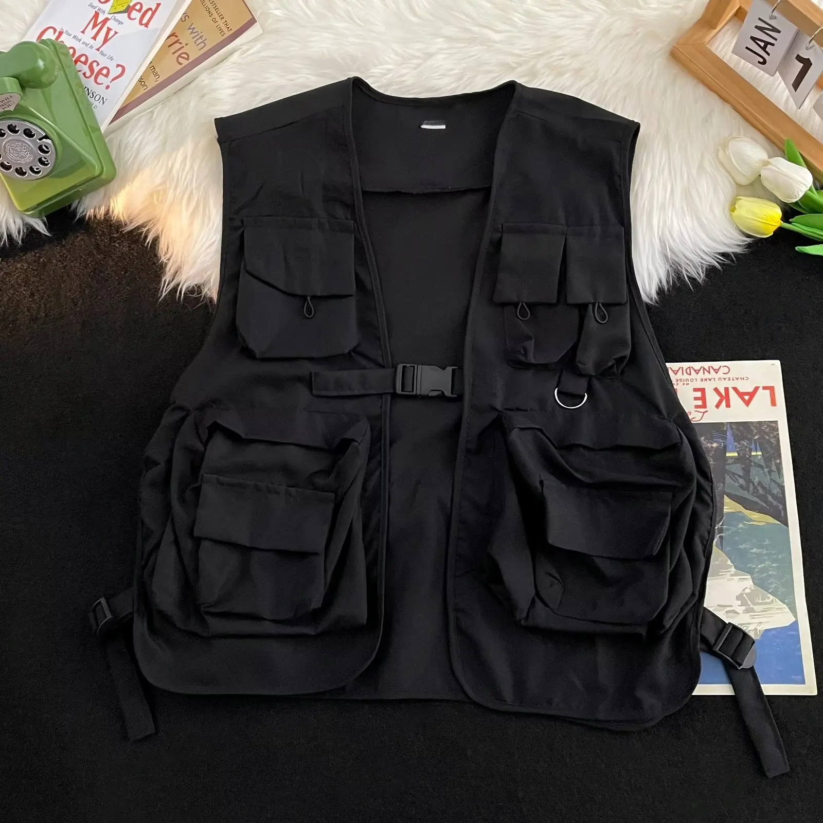 Riyadapak fall outfits women Casual Japanese Style Cityboy Functional Work Vest Summer Men's Shoulder Jacket Versatile Trendy Fashion Tank Top Tops