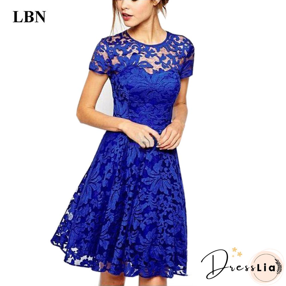5XL Plus Size Dress Fashion Women Elegant Sweet Hallow Out Lace Dress Sexy Party Princess Slim Summer Dresses Vestidos Red Blue