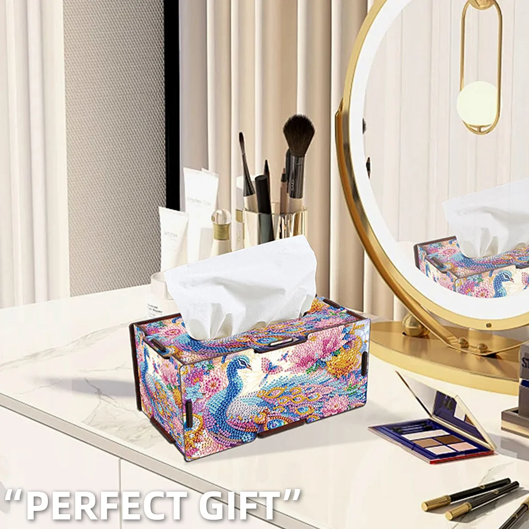 Wooden Diamond Painting Tissue Box for Home and Office Decoration (ZJH016)