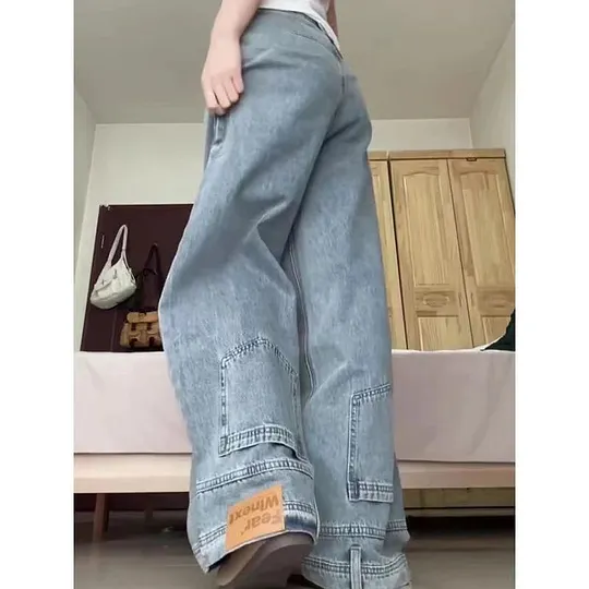 MAXCT high-waisted wide-leg women’s jeans in a washed denim style