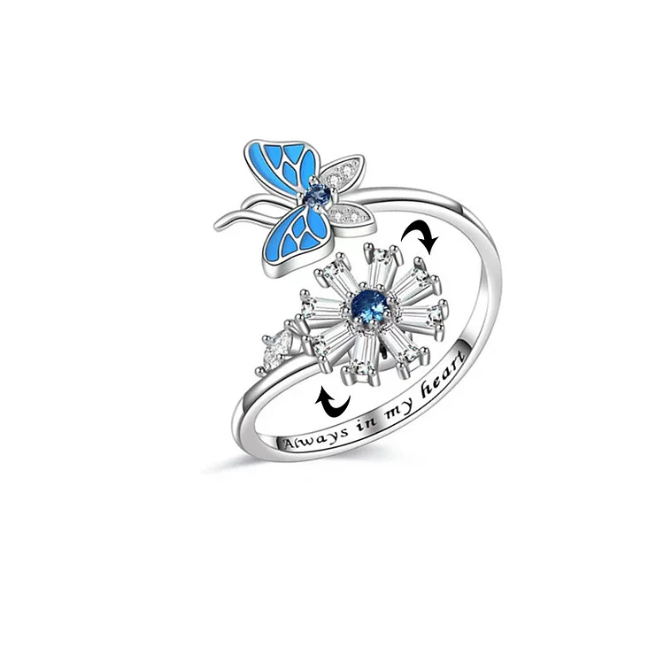 Butterfly Snowflake Rotation Anxiety Ring