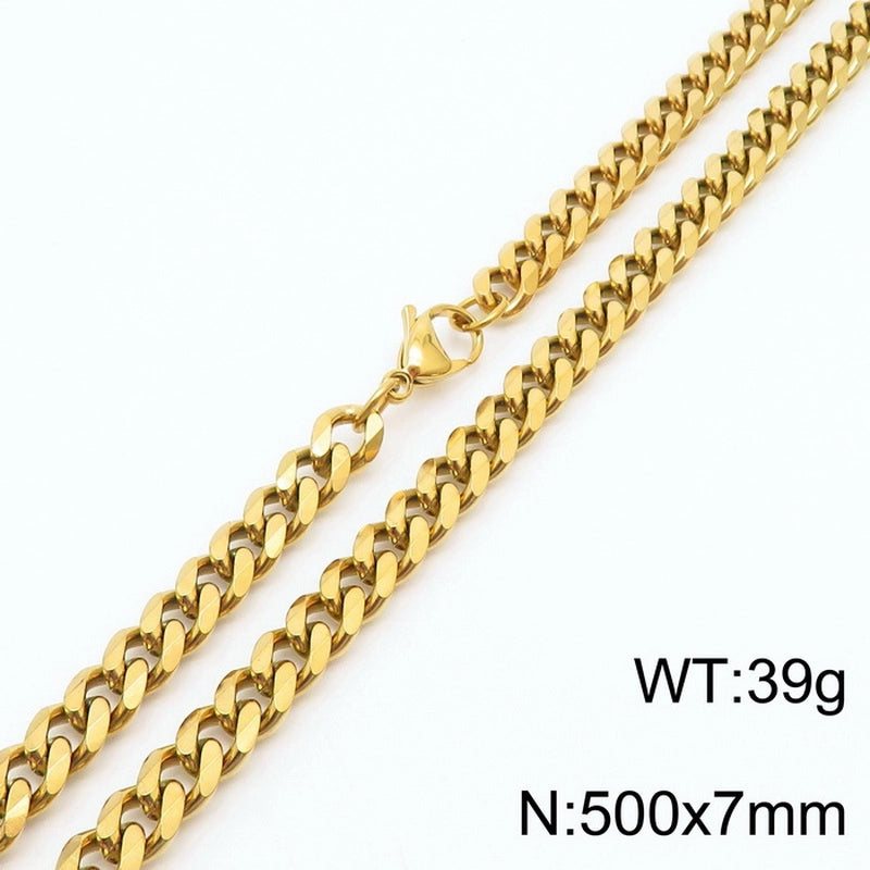 Hiphop Hip Hop Men & Women Trendy Stainless Steel Six-Sided Grinding Necklace