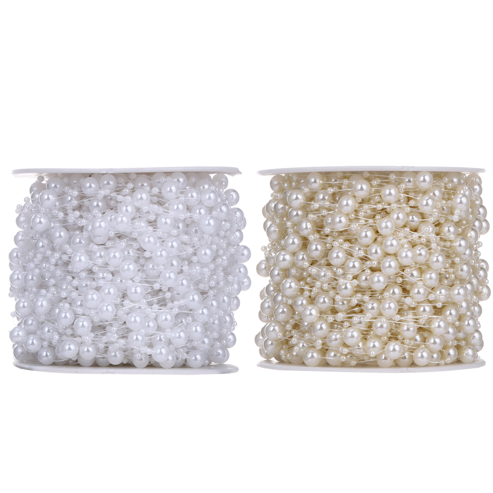 

10 Meters Fishing Line Artificial Pearls Beads Chain Garland Flowers DIY We, Beige, 501 Original