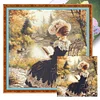 (Multi-Style)Victorian Girl-14CT Stamped Cross Stitch 50*50cm/19.69*19.69in