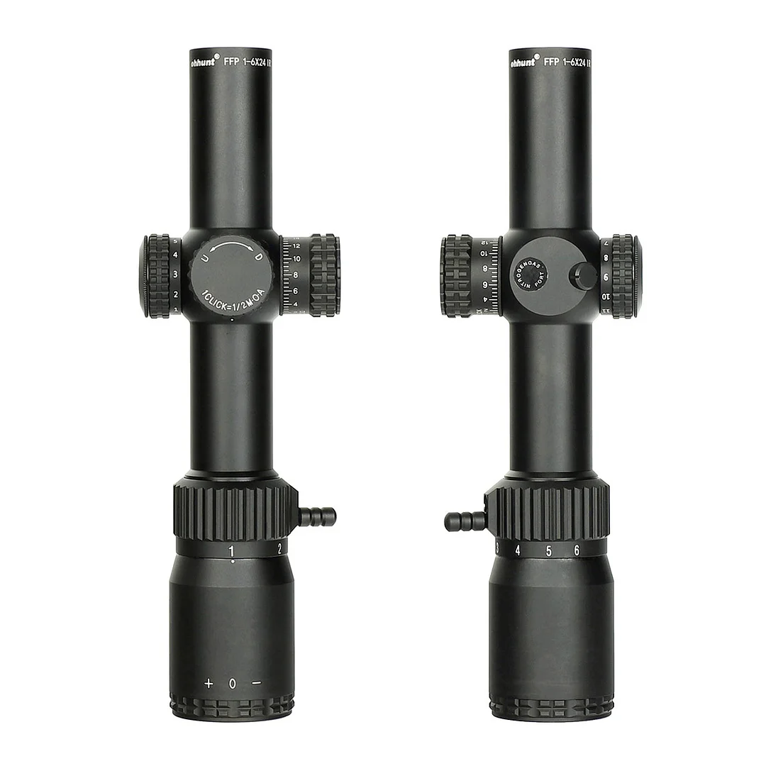 ohhunt® LR 1-6x24 FFP LPVO Scope,30mm Tube,11 Levels Red Illuminated,Horse's Hoof Reticle