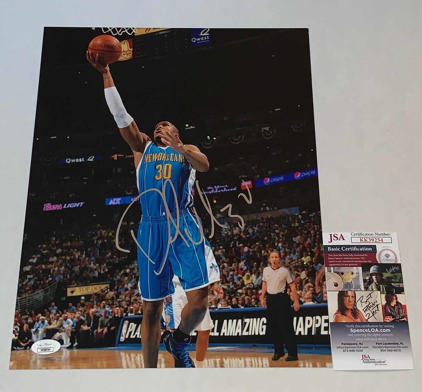 David West signed New Orleans Hornets 11x14 Photo Poster painting autographed JSA