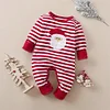 Baby Christmas Striped Jumpsuits Overalls Romper