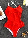 Backless Plain One-Piece Swimwear