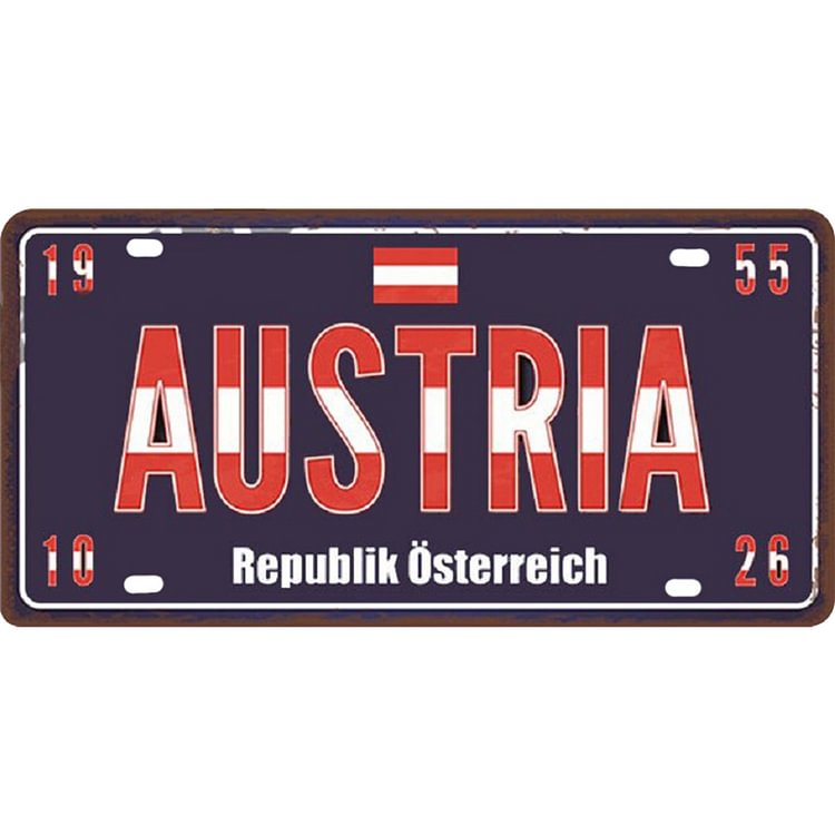 Austria - Car License Tin Signs/Wooden Signs - Calligraphy Series - 6*12inches