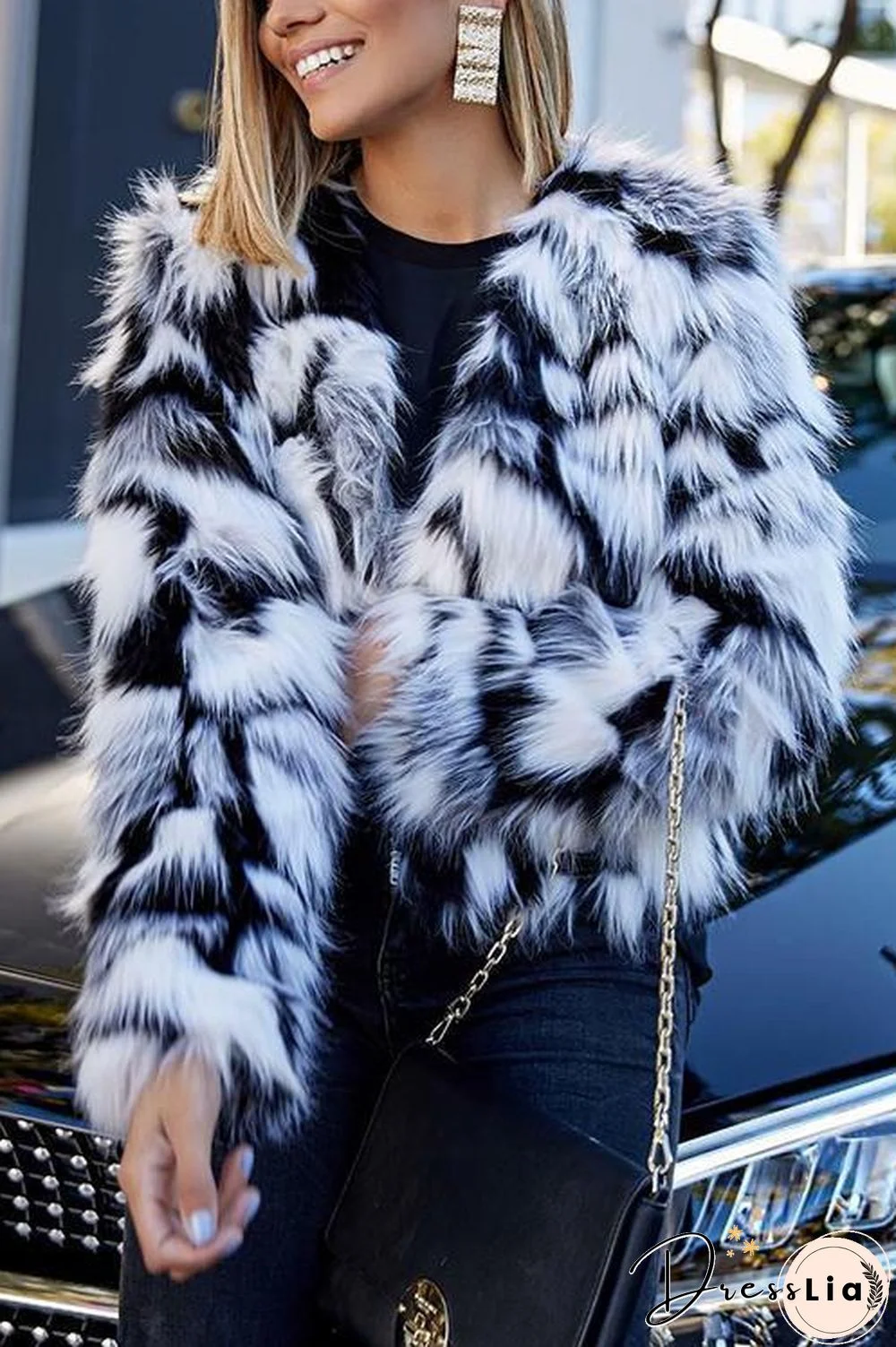 Mix Color Faux Fur Coat