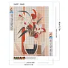 Fleurs blanches g&eacute;om&eacute;triques-pleine peinture diamant ronde-30*40cm