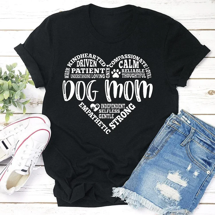 Dog mom subway art heart  T-shirt Tee - 01642-Annaletters