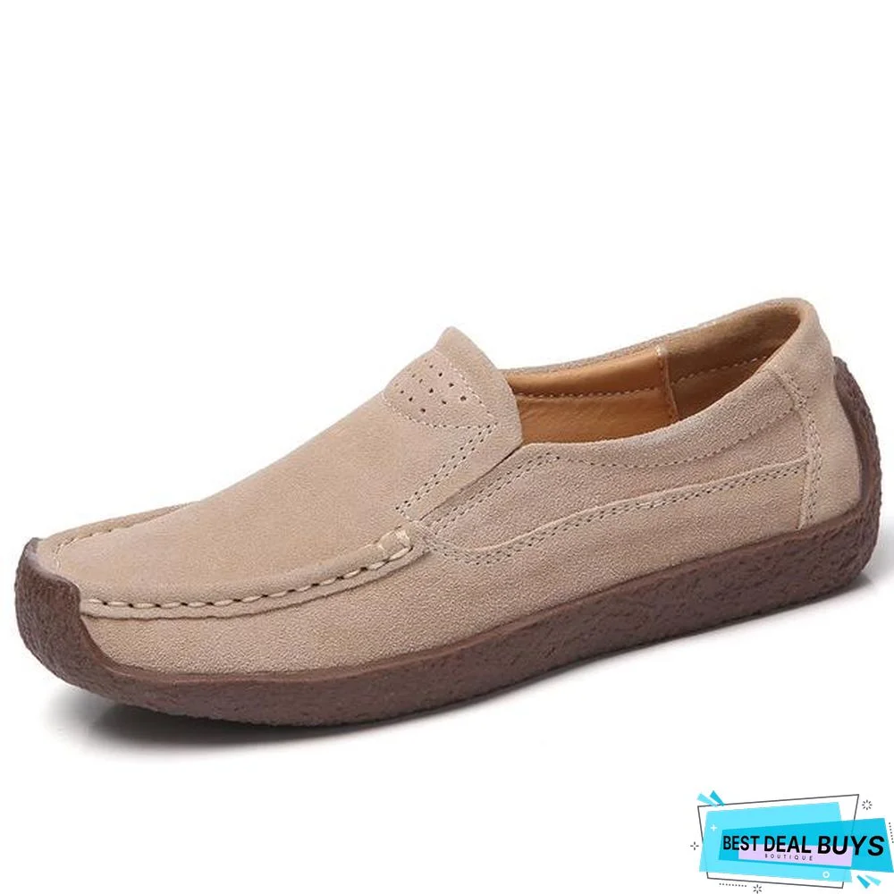 Women Moccasins Flats Genuine Leather Slip On Suede Loafers Shoes