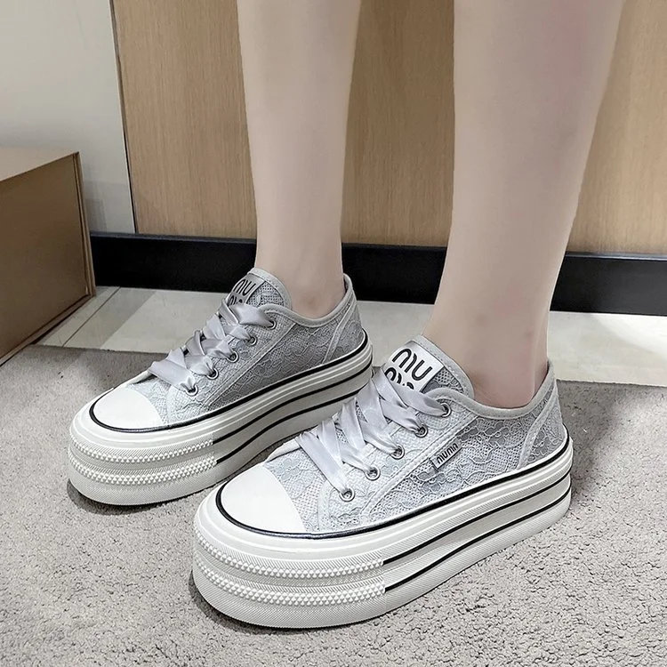 Churchf Churchf Small White Shoes Female 2024 Spring / Summer New Small Fragrant Wind Student Platform Casual Shoes Breathable Heighten Canvas Net Shoes