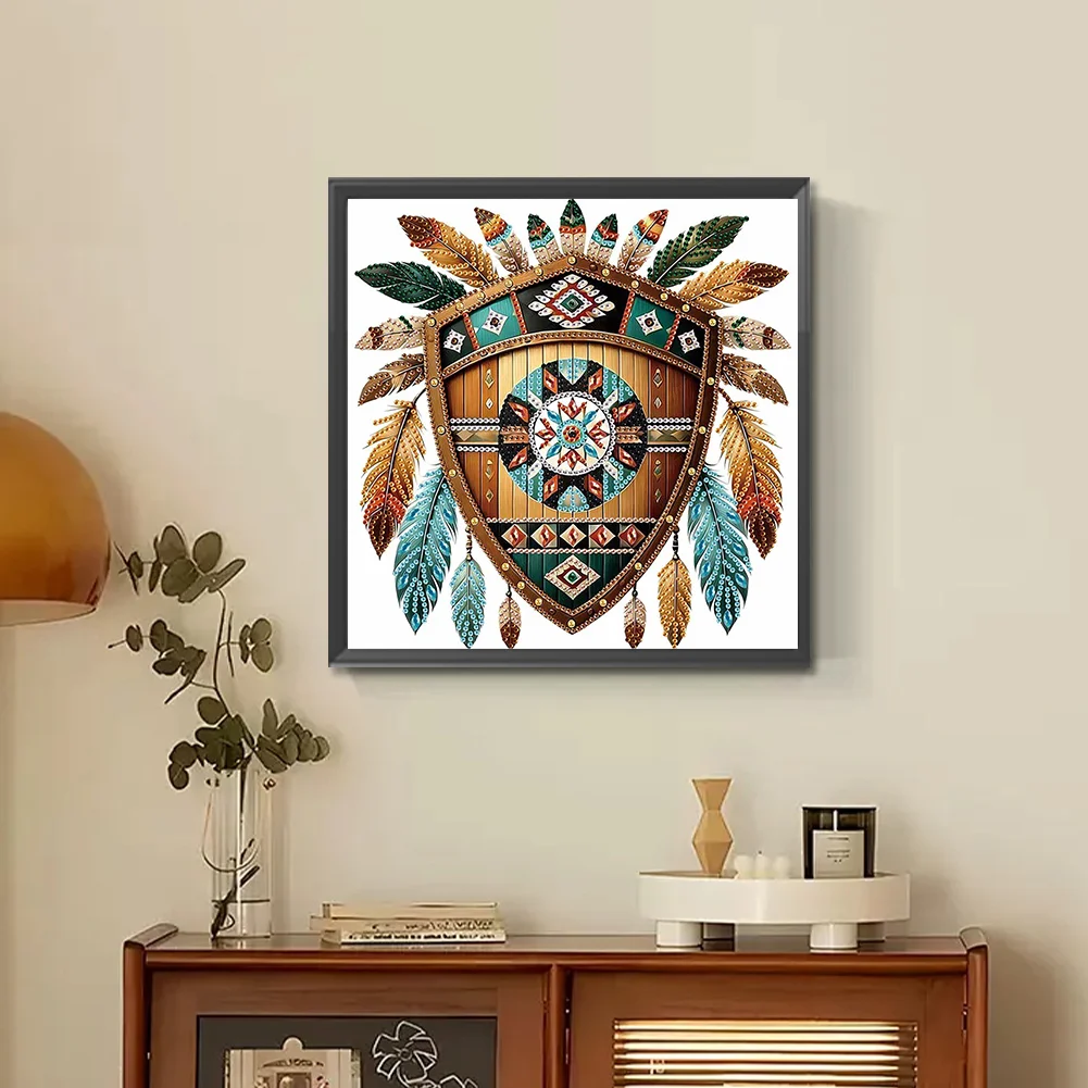 Diamond Painting - Partial Special Shaped Drill - Indian Shield(Canvas|30*30cm)