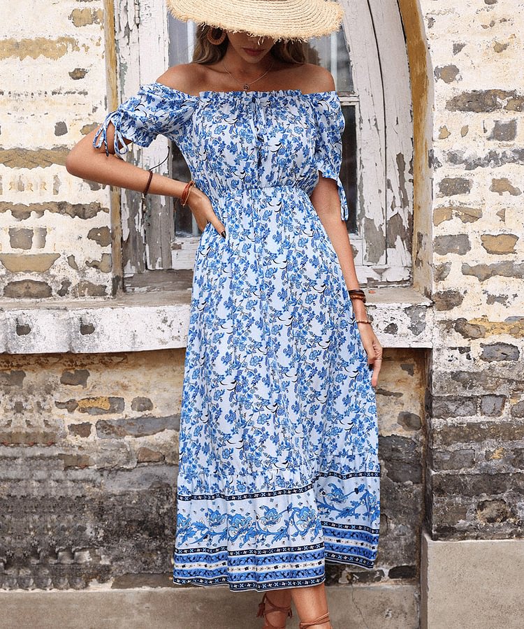 Alisa Maxi Dress-Porcelain Print