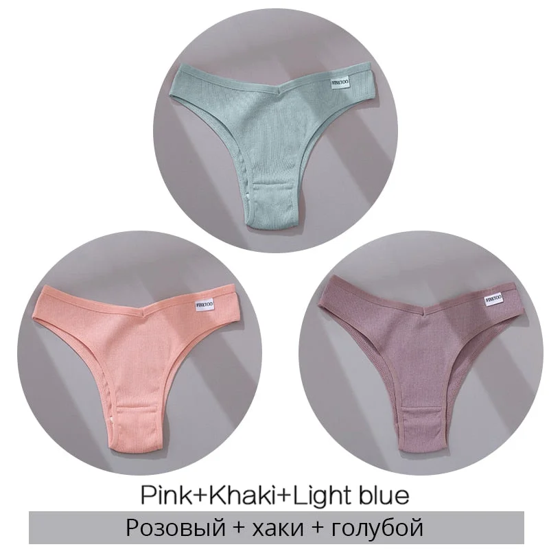 FINETOO Women's Brazilian Panties 3Pcs/set Women Cotton Underpants M-XL Comfortable Underwear Ladies Soft Panty Fast Shipping