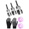 Pipe Threader Set with Sealing Tape& Gloves Internal & External Pipe Threading Tool for 1/2 & 3/4 & 1in PVC/Plastic Water Pipe Repair