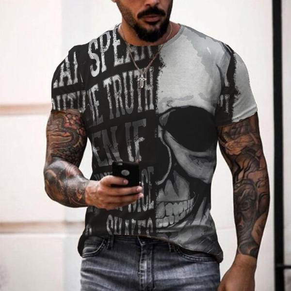 3D Print Quick Dry Men's art skull retro T-shirt style A tacday