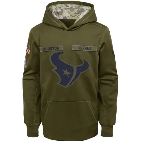 Youth Houston Texans Olive Salute to Service Pullover Performance NFL Hoodie
