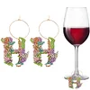 2pcs/set DIY 26 Letters Double Side Diamond Painting Wine Glass Charms Identification Kit