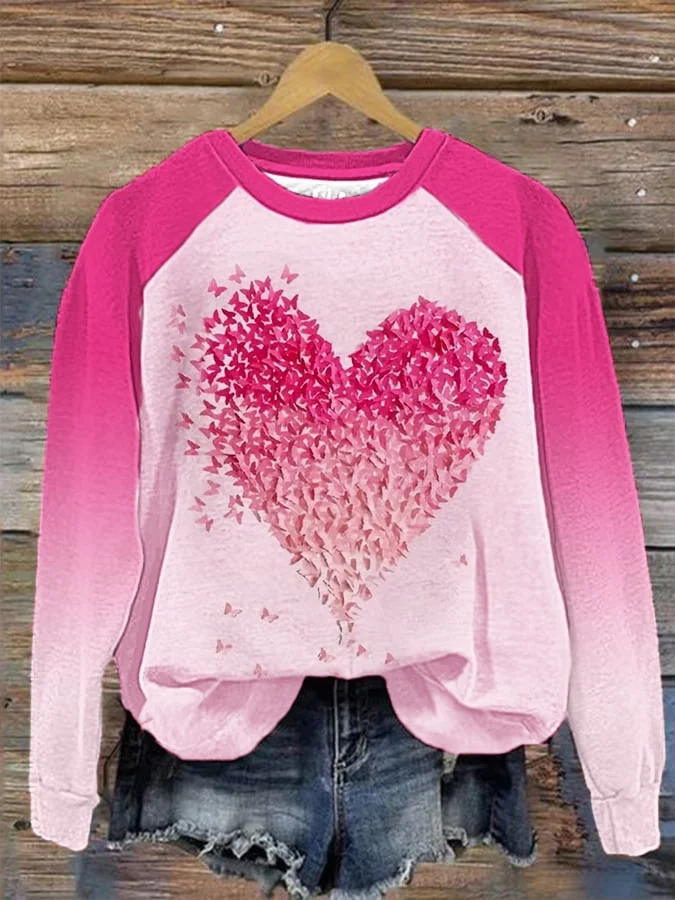 Women's Valentine's Day Heart Print Sweatshirt