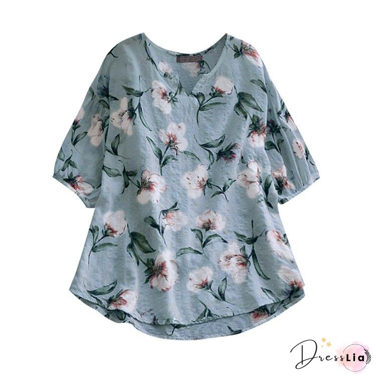 Flower Print Ruffled T-shirt