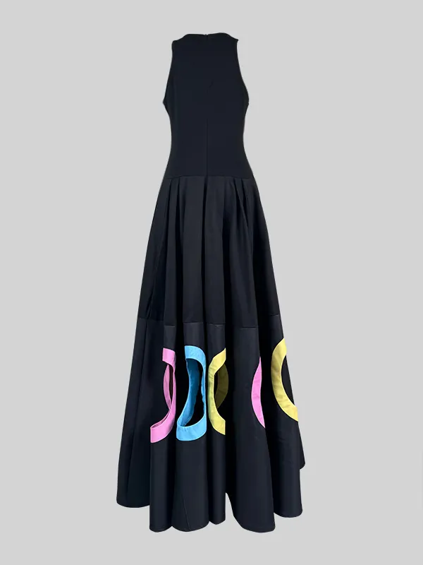 Mesh Maxi Split Dress with Hollow Deep V-Neckline