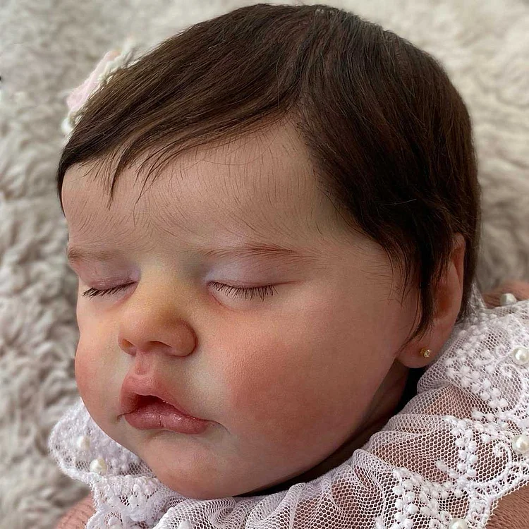 "Heartbeat Option" Adorable 17'' Lifelike Reborn Newborn Doll Girl Emily With Hand-Rooted Brown Hair and Gift Ready Rebornartdoll® RSAW-Rebornartdoll®