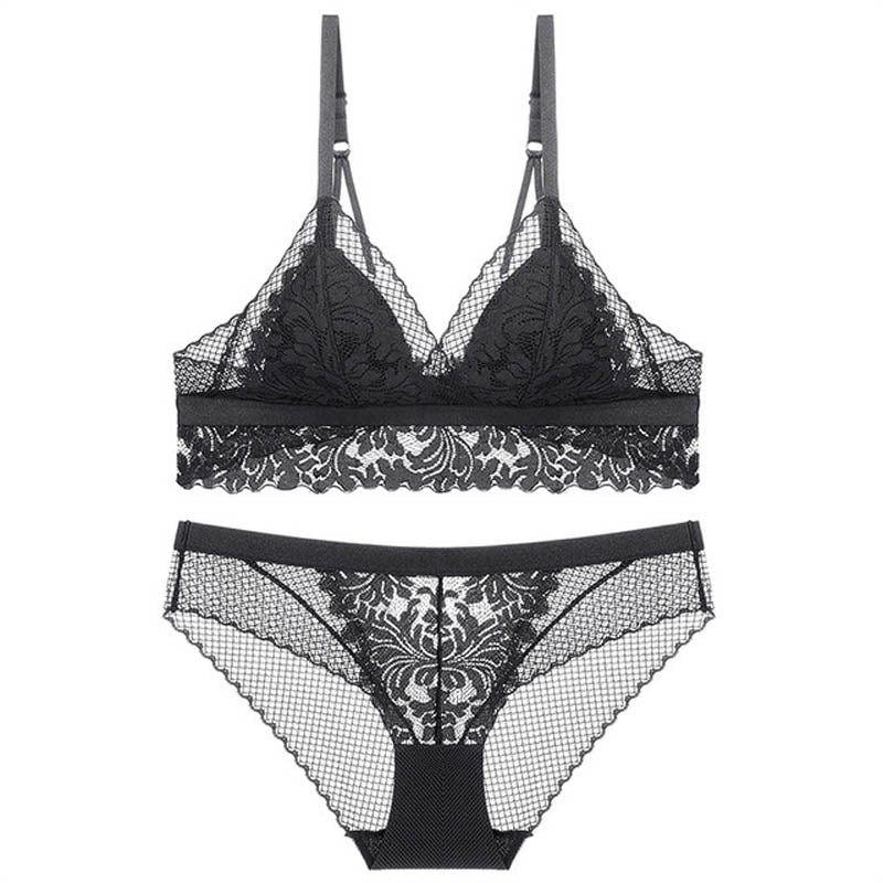 CINOON New French underwear Set Lace Sexy Push-up Bra And Panty Sets Comfortable Brassiere Wire Free Embroidery Flowers Lingerie